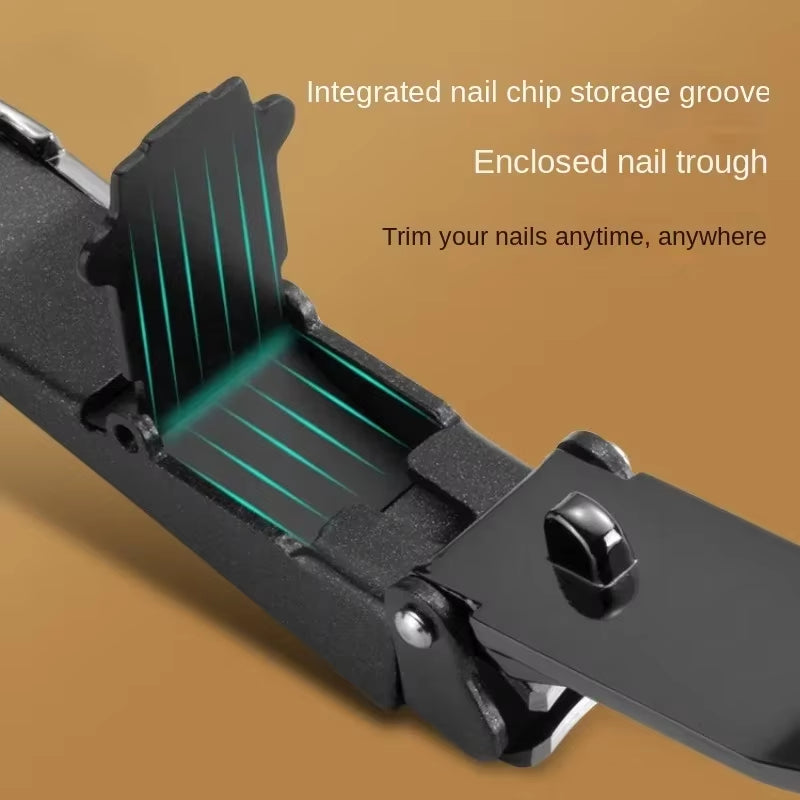 Professional Heavy-Duty Ergonomic Nail Clippers for Men with Integrated Self-Collecting Catcher
