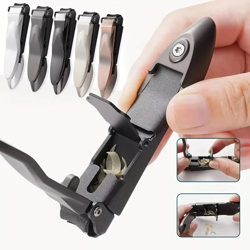 Professional Heavy-Duty Ergonomic Nail Clippers for Men with Integrated Self-Collecting Catcher