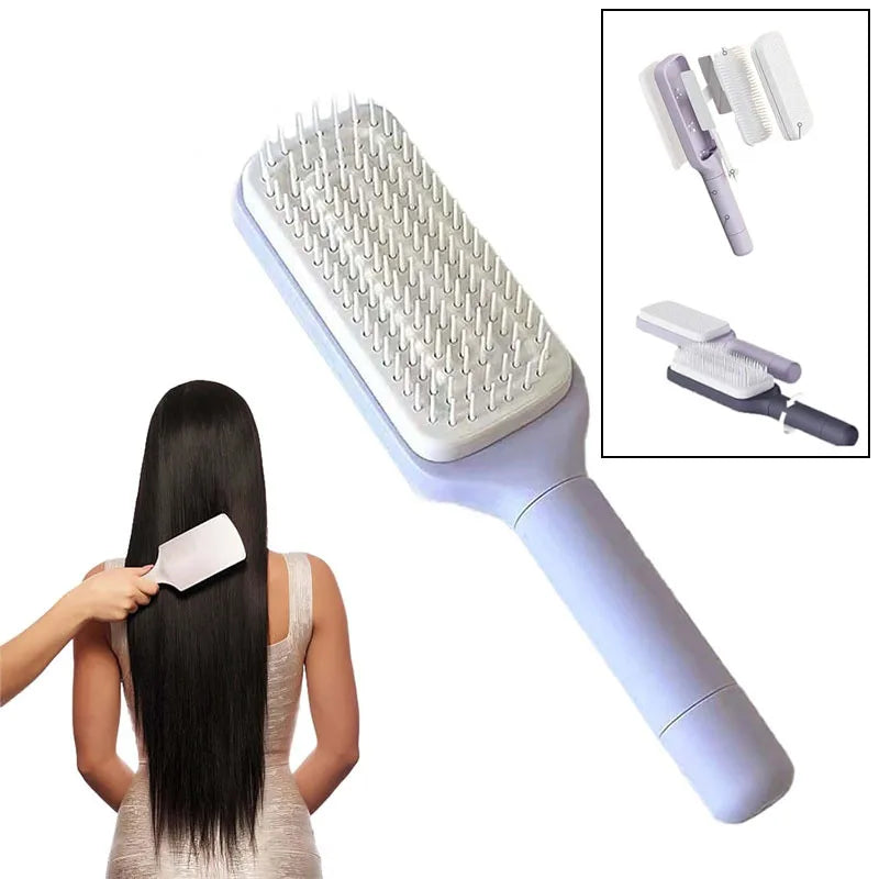 Revolutionary Rotatable Self-Cleaning Hair Brush – Effortless Detangling & Scalp Massage for All Hair Types