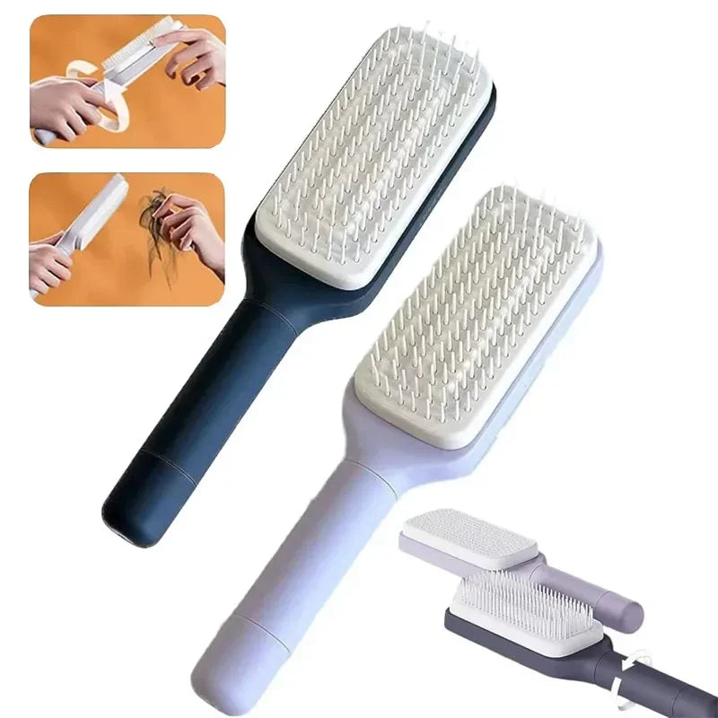 Revolutionary Rotatable Self-Cleaning Hair Brush – Effortless Detangling & Scalp Massage for All Hair Types