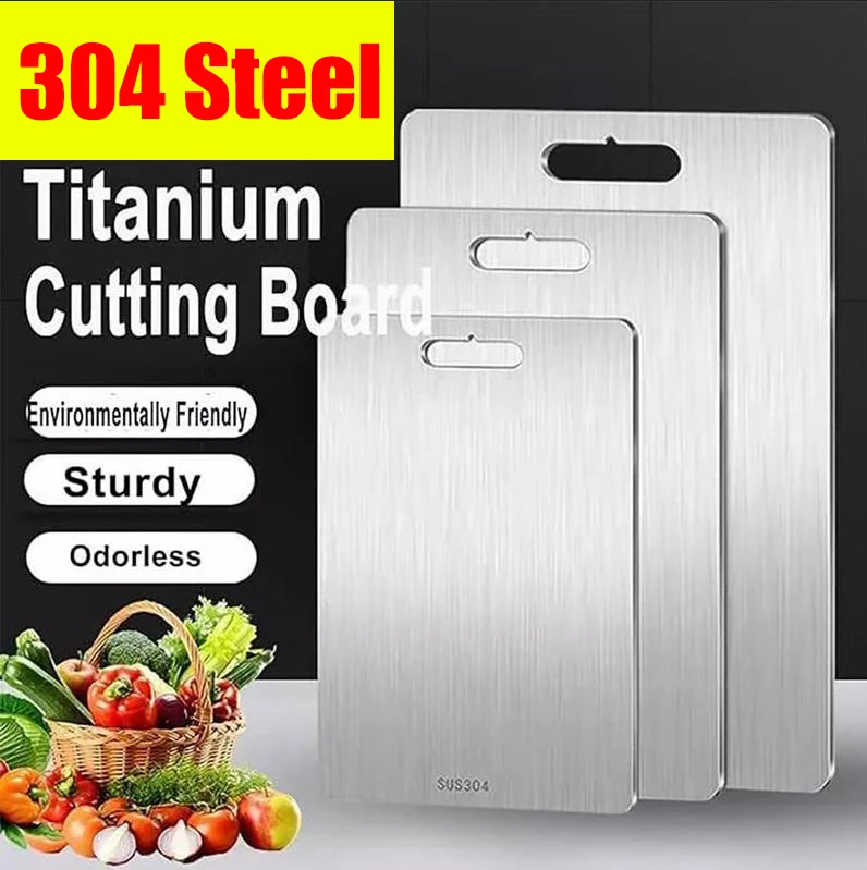 Premium Titanium Cutting Boards - Double-Sided Food Grade Stainless Steel 304 for Versatile Kitchen Use, Ideal for Fruits and Meats